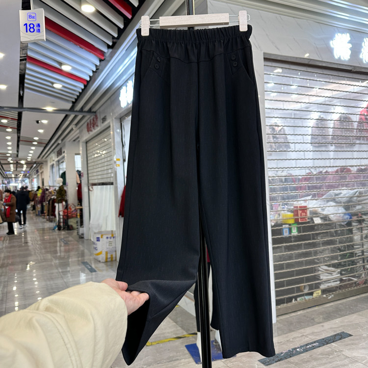 时尚妈妈装松紧高腰直筒裤春秋新款宽松哈伦休闲裤中老年奶奶长裤