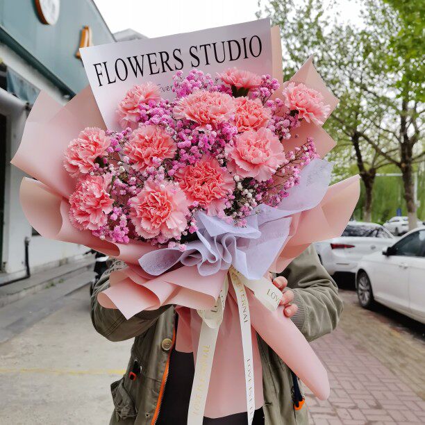 徐州鲜花实体店鲜花速递配送礼物新款11朵红色康乃馨