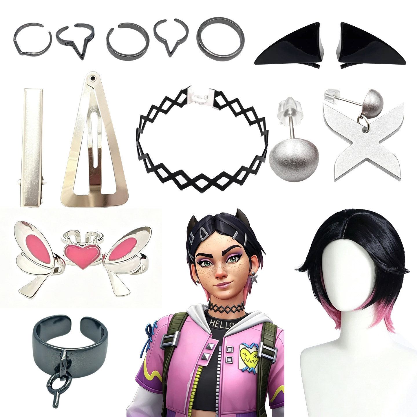 无畏契约暮蝶cosplay道具Clove打瓦游戏周边假发耳饰戒指角配饰品