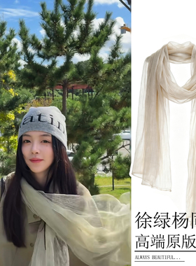 徐绿杨柳柳同款围巾薄透欧根纱氛围感丝巾女慵懒百搭气质披肩纱巾