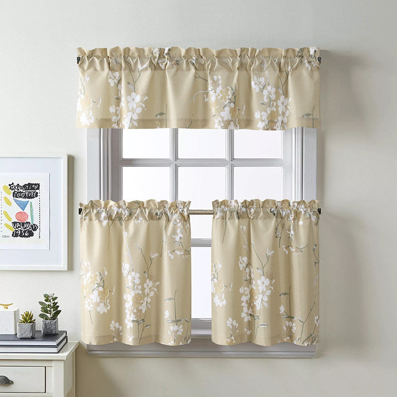 中式半帘田园涤纶加厚防水防霉卫生间厨房干湿分离隔断帘窗帘门帘