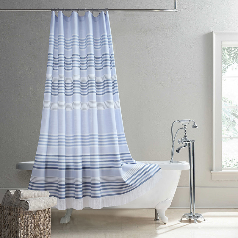 欧式典雅双面色织加厚防水防霉涤纶布料手工编织抽纱绣蒂娅罗浴帘