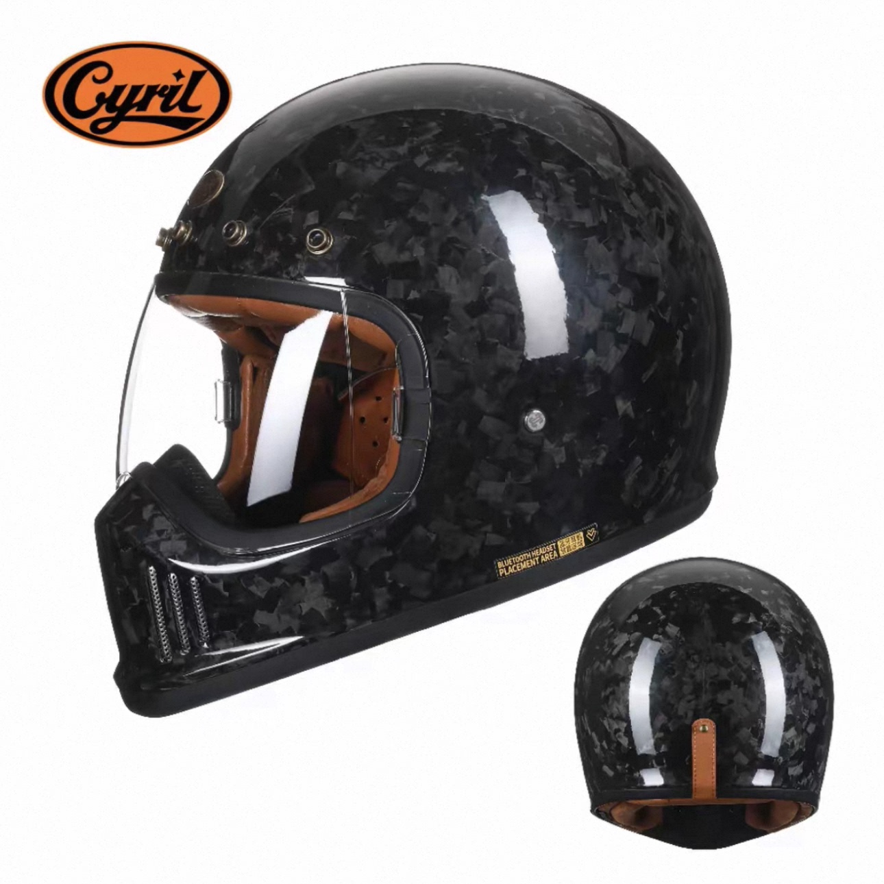 CYRIL赛罗复古头盔四季男女碳纤维摩托车全盔机车轻量化巡航拉力