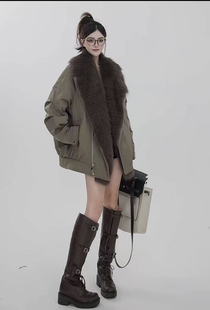 25冬季 新百搭甜酷气质翻领大毛领可拆卸宽松显瘦毛毛外套女上衣潮