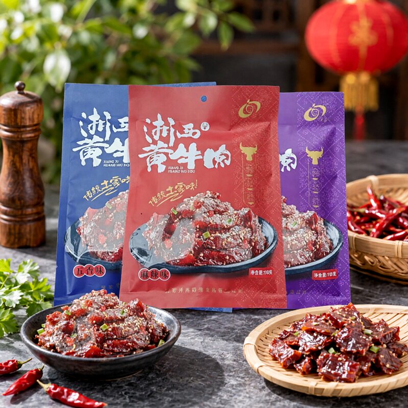 湖南张家界特产八竿子湘西风味黄牛肉湘西小吃五香孜然麻辣味零食
