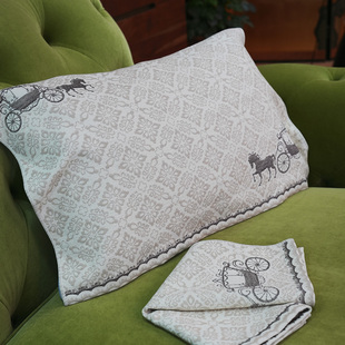 爱马马车夏日软凉席枕巾一对