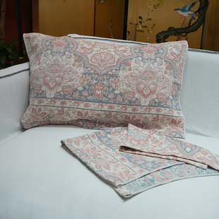 海棠花开软凉席枕巾一对