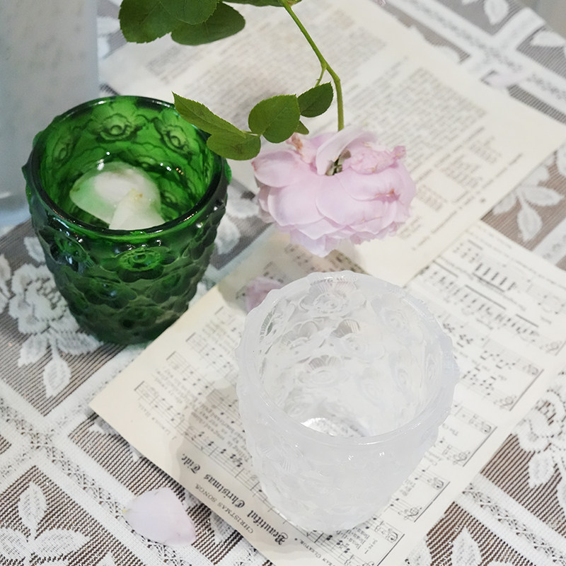 复古手工古法脱蜡琉璃雕刻花朵酸洗哑光琉璃酒杯160ml图片