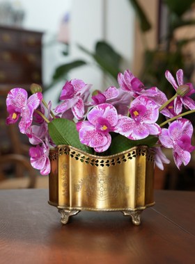 仿真花/欧式3D手绘印染仿真保湿手感蝴蝶兰三束一组