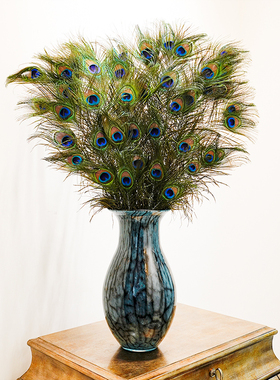 花青兰粉金琉璃花瓶家居桌面装饰艺术摆件电视柜水培插画花器L35L