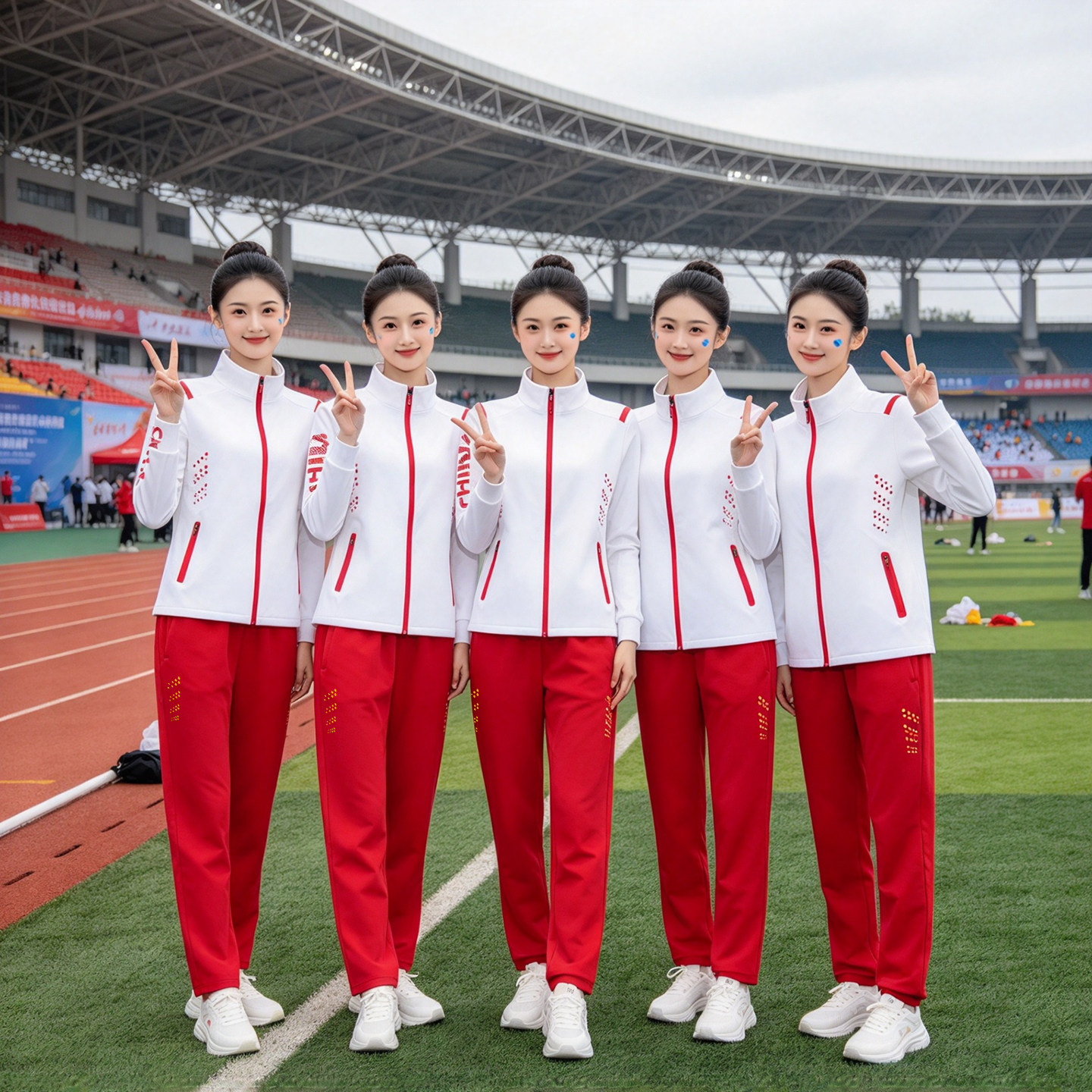 中国队运动服套装男女羽毛球比赛服体育团体训练服老师跑步服定制