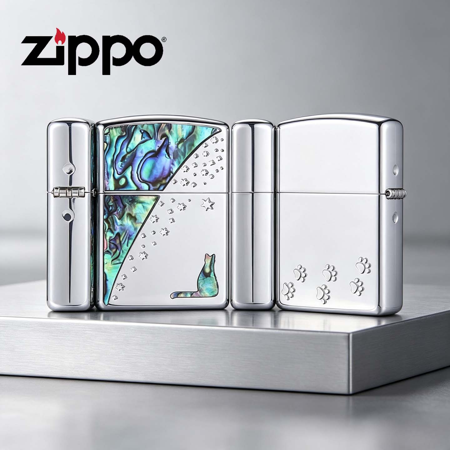 Zippo打火机贝壳喵望星空