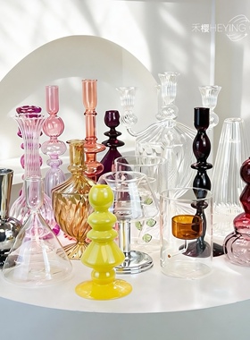 126禾樱外贸出口欧美耐热玻璃烛台摆件家用餐桌蜡烛浪漫