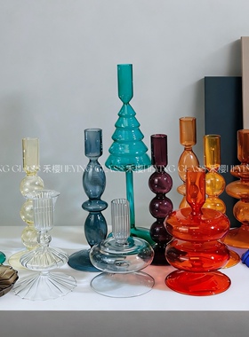 1021禾樱外贸出口欧美耐热玻璃烛台摆件家用餐桌