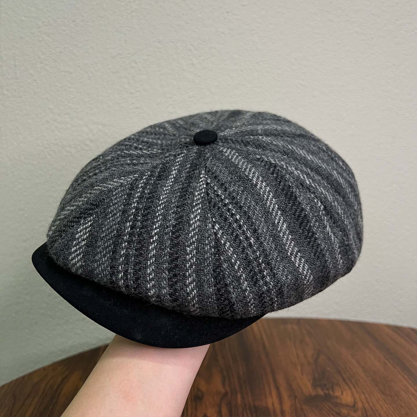 条纹羊毛前进帽女秋冬季