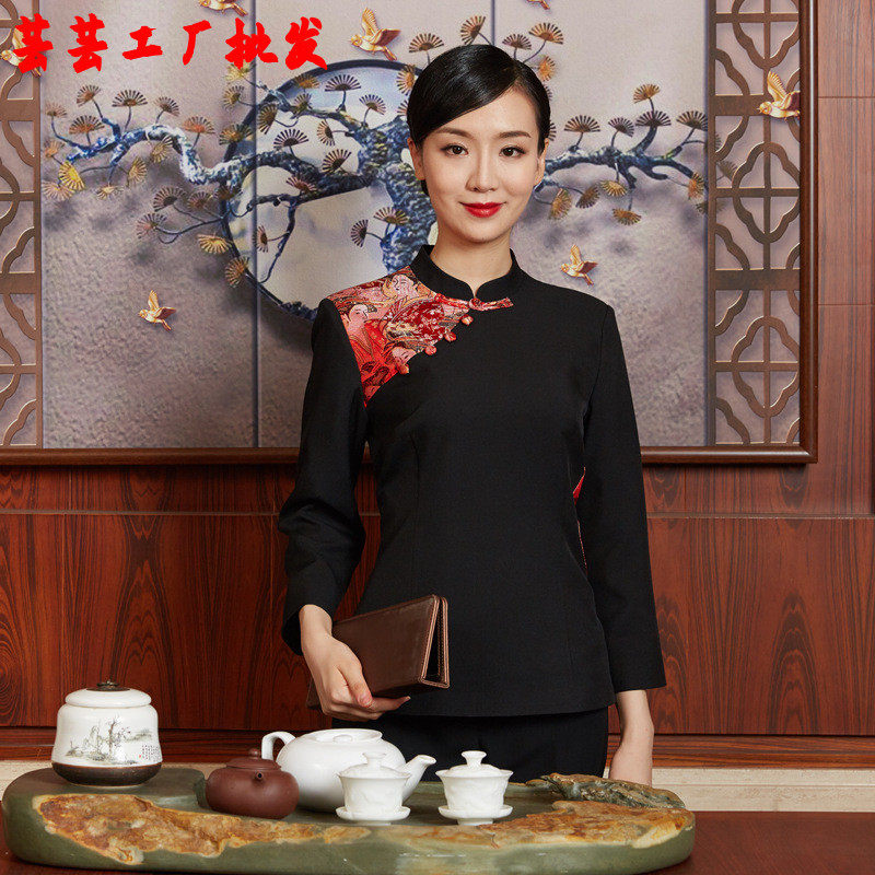 CHINESE RESTAURANT WAITER OVERALLS LONG SLEEVED AUTUMN AND WINTER CLOTHES HOTEL RESTAURANT RESTAURANT DINING FRONT HALL COAT NEW MENS AND WOMENS