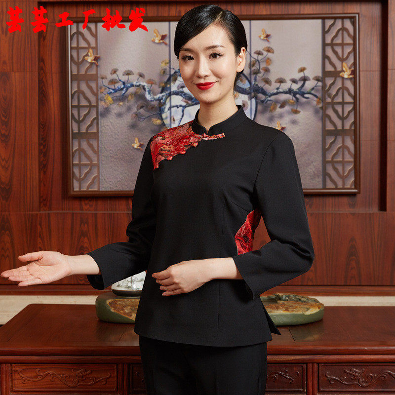 CHINESE RESTAURANT WAITER OVERALLS LONG SLEEVED AUTUMN AND WINTER CLOTHES HOTEL RESTAURANT RESTAURANT DINING FRONT HALL COAT NEW MENS AND WOMENS