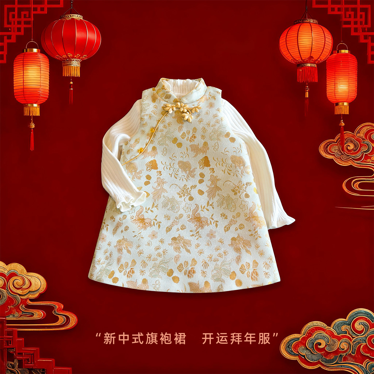 周岁女宝礼服冬新中式连衣裙国风年服抓周宴生日女童衣服儿童旗袍