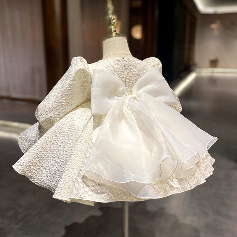 周岁女宝宝礼服2026秋冬白色蓬蓬裙女孩生日公主裙花童婚礼演出服
