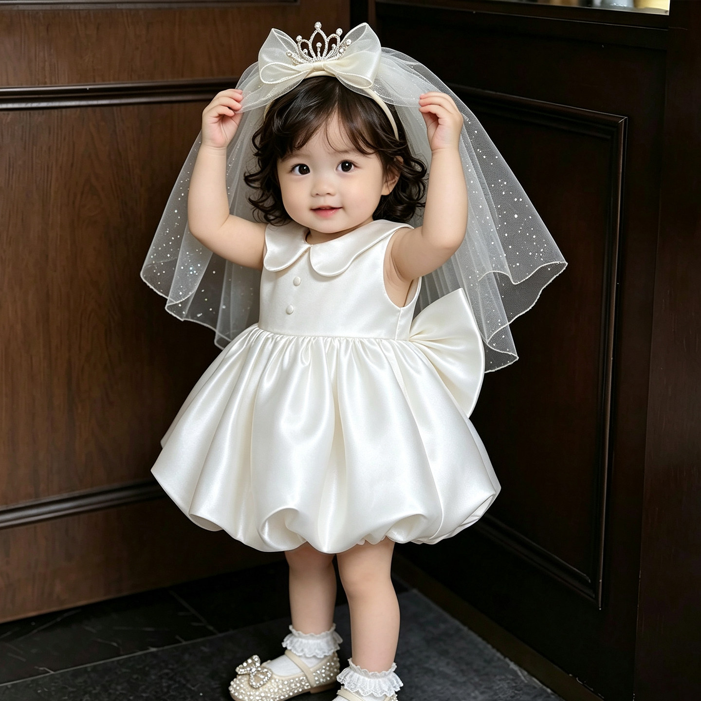 周岁女宝宝礼服2026夏季新款花童婚礼小女孩花苞裙女童生日公主裙