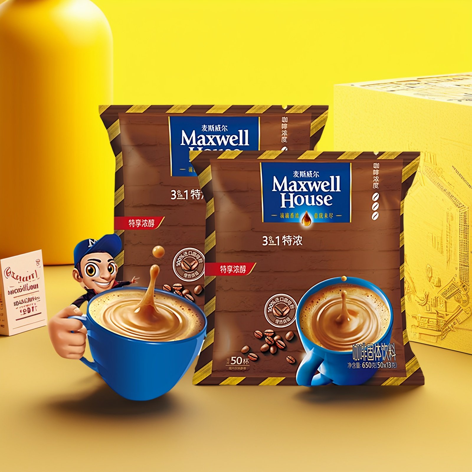 麦斯威尔咖啡经典原味特浓三合一速溶咖啡粉袋装办公室提神50条,咖啡/麦片/冲饮,速溶咖啡,淘宝优惠券,粉丝福利购,淘宝优惠卷