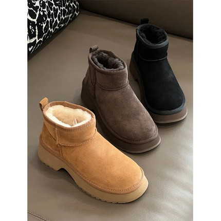 C3845 时尚巴黎的老店 冬日BI备！进口皮毛一体 超保暖厚底雪地靴