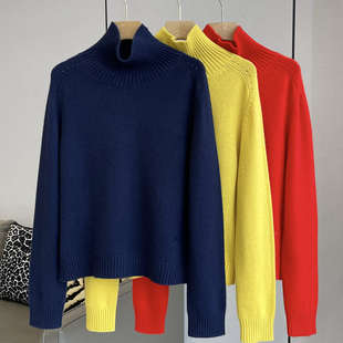 C4738 时尚巴黎的老店 三色!刺绣凯旋门 松身 半高领羊绒衫 毛衣