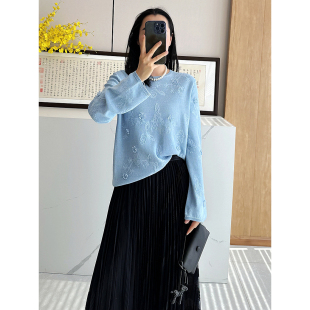 老店 巴黎 超仙美 进口和纸纱 四色 C4866 绣花镂空针织罩衫 时尚