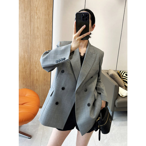 C4118 时尚巴黎的老店 强大气场 宽松廓形 双排扣羊毛西装外套 女