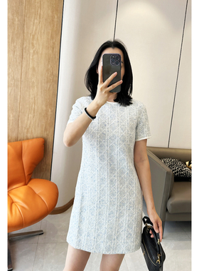 C4529 时尚巴黎的老店 全真丝内衬！藤格纹 粗花呢香风直筒连衣裙