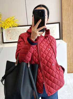 C4610 时尚巴黎的老店 赞 显瘦保暖有品位 菱格纹连帽羽绒服 鹅绒