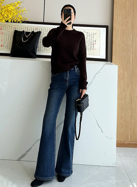 C4758 时尚巴黎的老店 显瘦保暖拉长腿！舒适弹力 加绒牛仔微喇裤