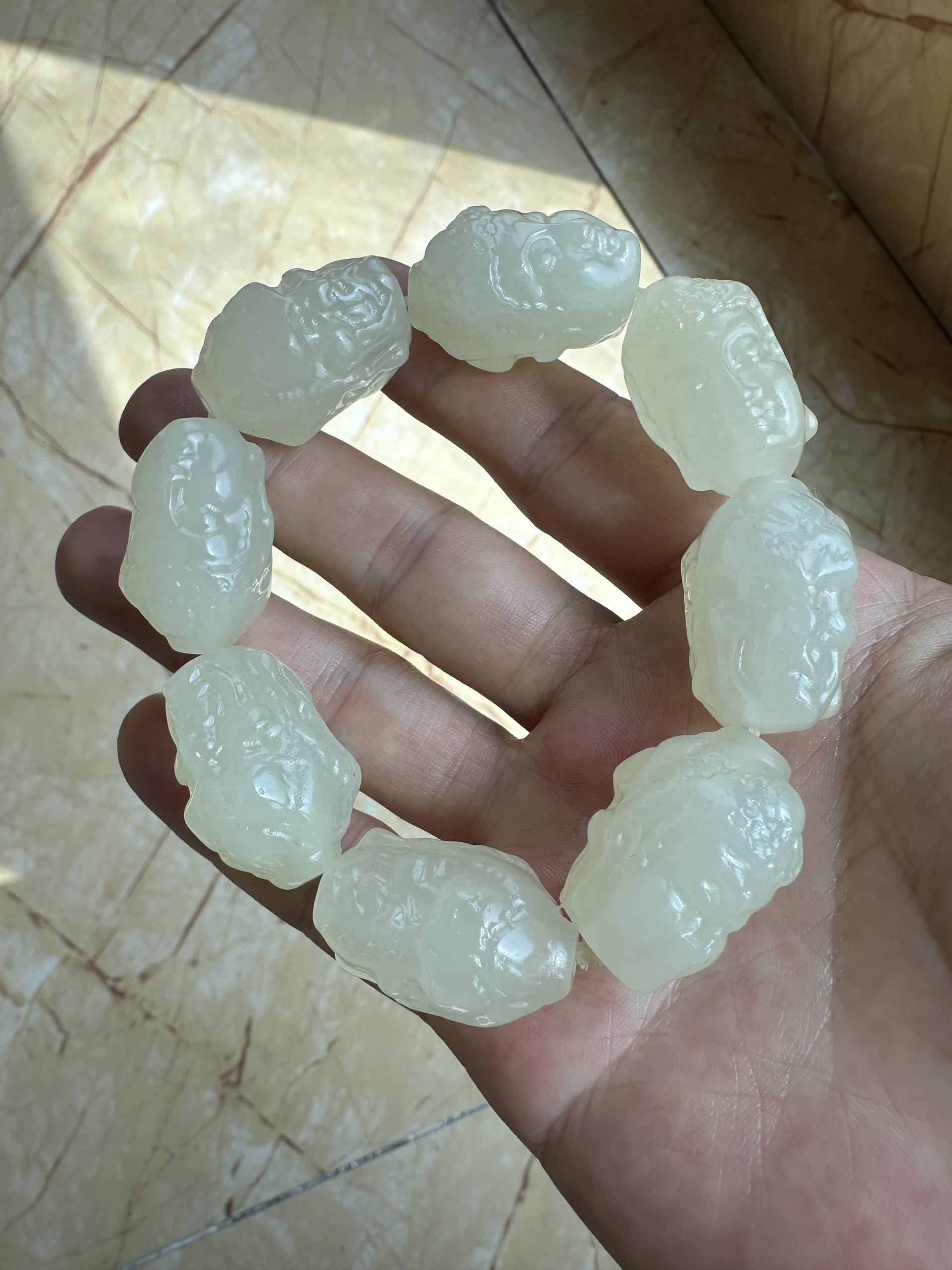天然和田玉手串黄口晴水一念之间手链高档守护男款玉石珠串佛珠