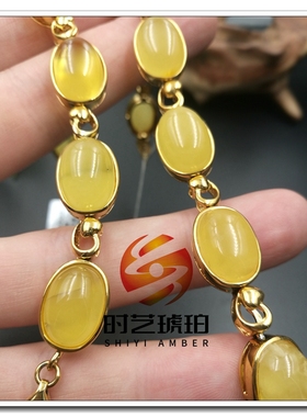 手链925银镀金镶嵌主石蜜蜡女款福利款