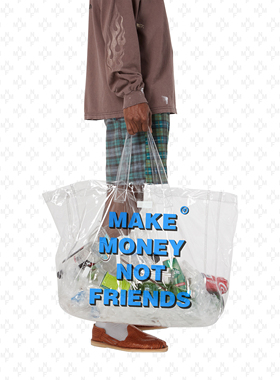 当季爆款多彩喷「托特包Tote Bag」大号经典标语MMNF赚钱不交朋友
