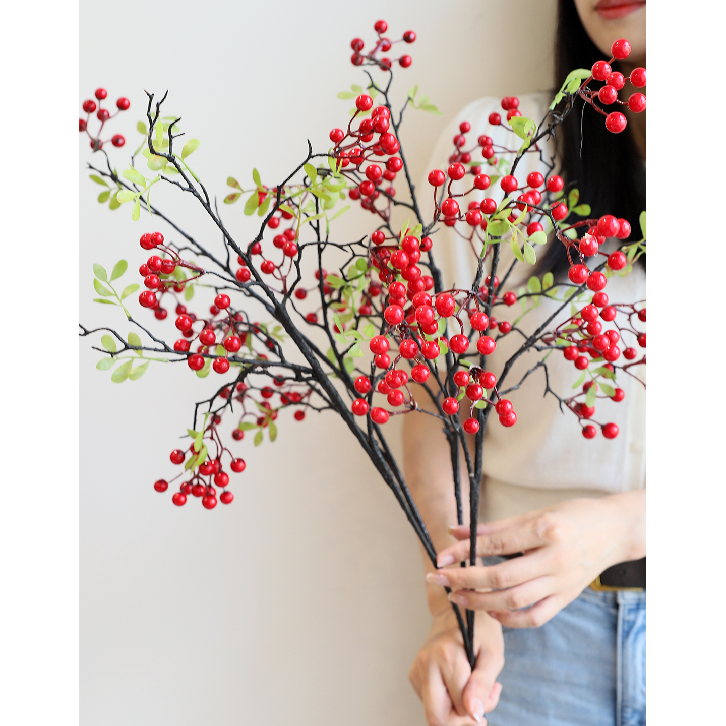 发财果仿真花北美冬青客厅