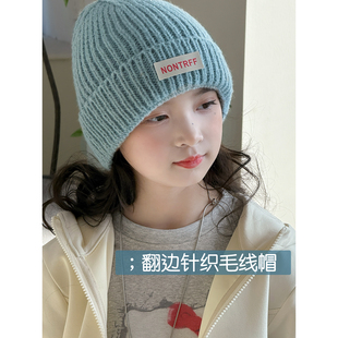 女童帽子冬季新款儿童洋气针织帽中大童保暖毛线帽韩版护耳帽冷帽