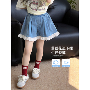 子2025夏季 休閑褲 牛仔短褲 中大童韓版 兒童洋氣薄款 夏裝 女童褲 新款