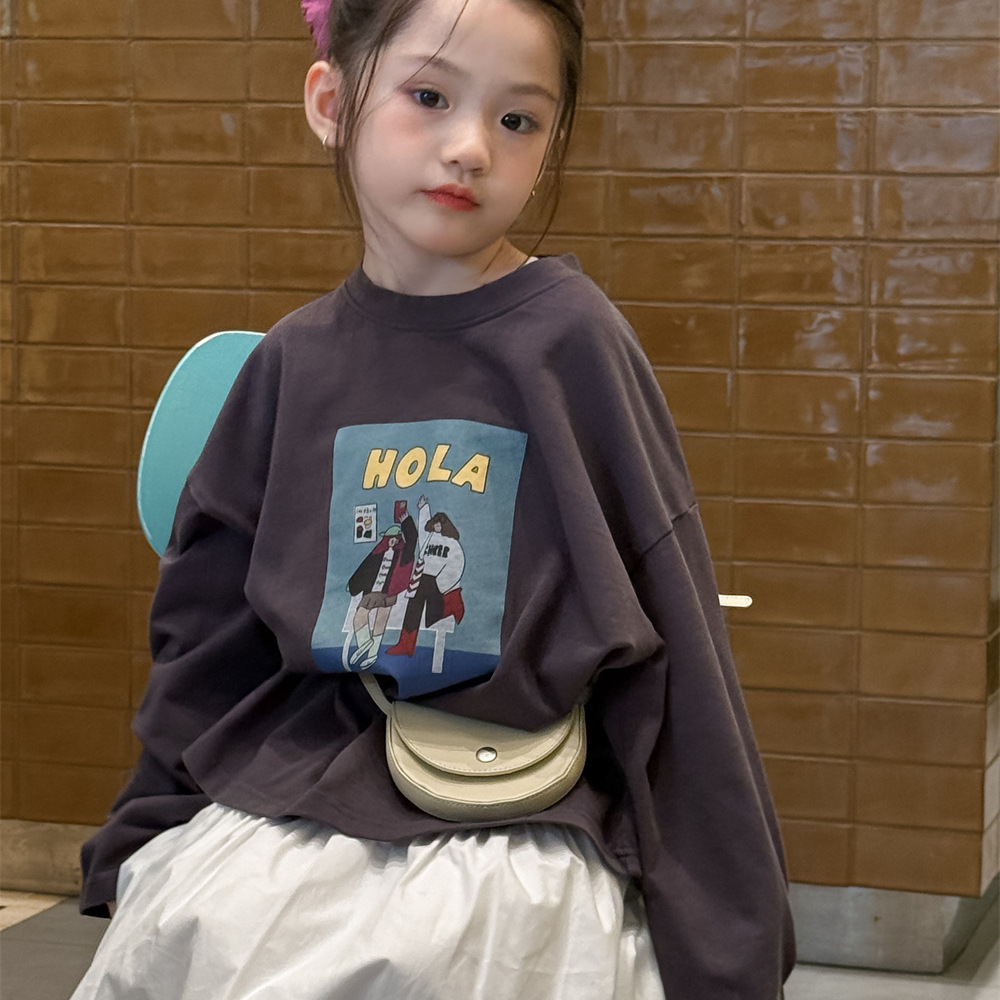 童装女童长袖T恤2025秋季新款韩版卡通中大童印花儿童长袖打底衫