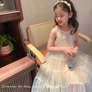 朵妈定制女童连衣裙2026夏季 吊带裙儿童公主裙网纱裙小礼服裙子潮