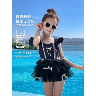 女宝宝沙滩速干纱裙游泳衣 防晒连体泳装 女童泳衣2025新款 儿童夏装