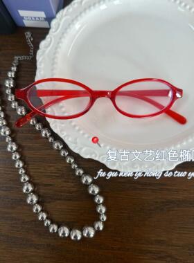 女童眼镜儿童ins文艺复古红色小框眼镜平光镜中大童凹造型眼镜框