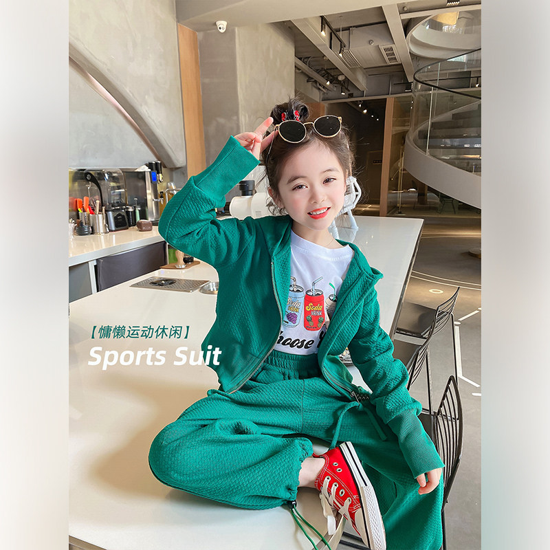 女童套装2026春秋宝宝洋气休闲裤子儿童新款春秋运动两件套小童装