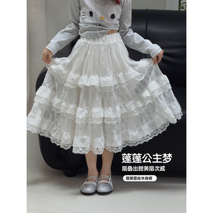 女童半身裙2026春季新款儿童蕾丝裙小女孩洋气百搭裙子长裙公主裙