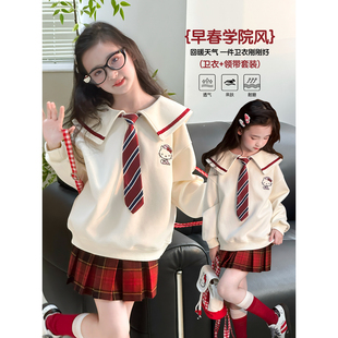 女童卫衣2026春季新款儿童卡通翻领上衣春装中大童洋气休闲套头衫