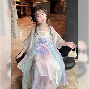 兒童裙子連衣裙寶寶古風演出服長裙國風夏裝 新款 女童漢服2025夏季