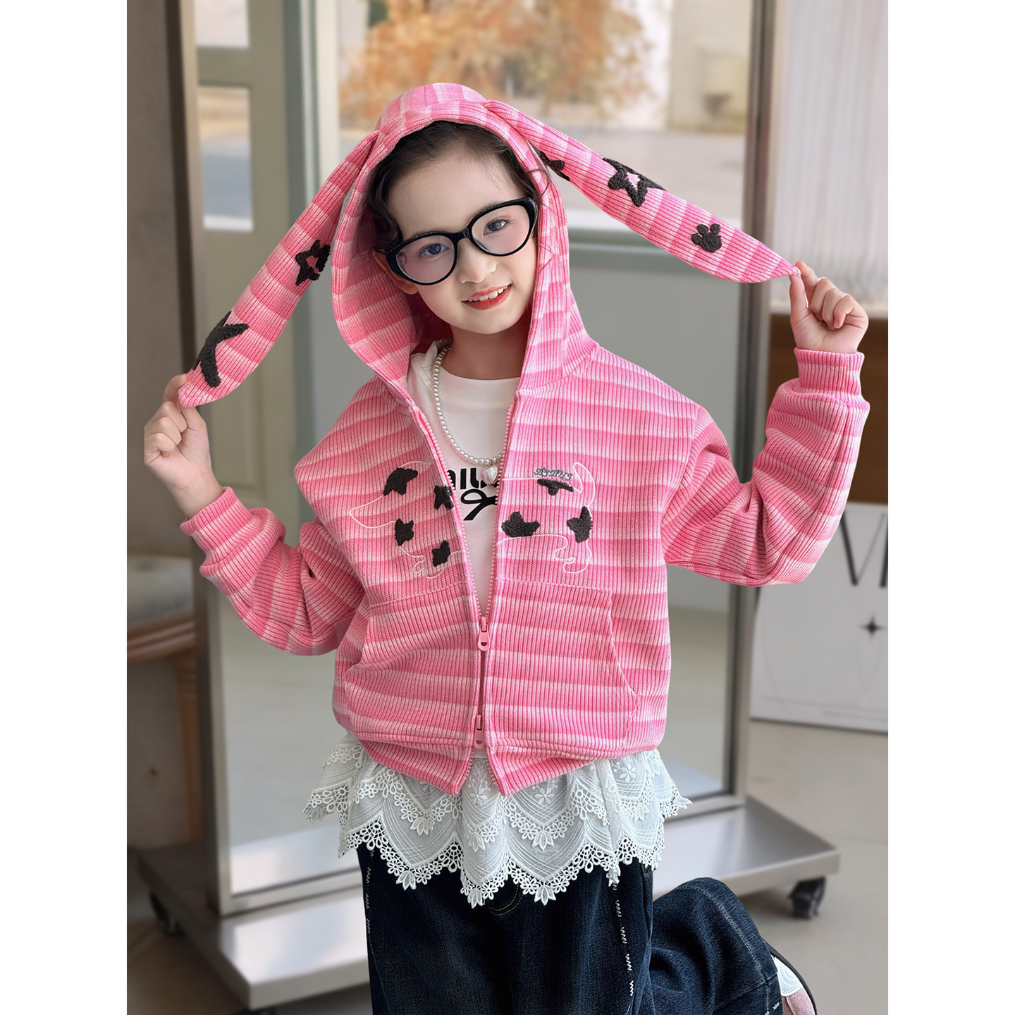 女童外套2025冬季新款儿童韩版加绒条纹连帽开衫女孩洋气休闲上衣,童装/婴儿装/亲子装,普通外套,淘宝优惠券,粉丝福利购,淘宝优惠卷