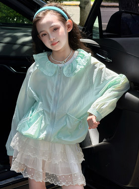 女童防晒衣2026夏季新款儿童薄款娃娃领拉链外套中童防晒服上衣潮