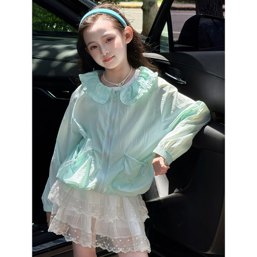 女童防晒衣2026夏季新款儿童薄款娃娃领拉链外套中童防晒服上衣潮