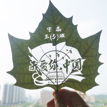 国庆节手工儿童作业幼儿园小学生手抄报粘贴画树叶雕刻标本定制款